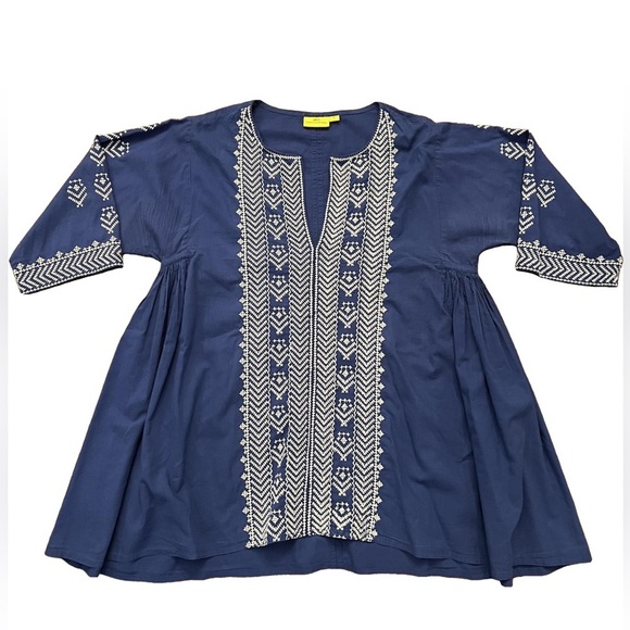 ROBERTA ROLLER RABBIT Royal Blue & White Embroidered Tunic - Picture 1 of 11